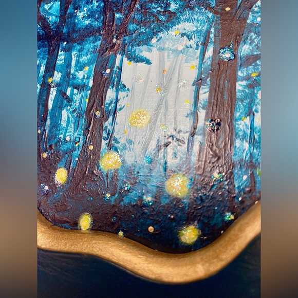 ORIGINAL Acrylic Landscape Art Upcycled Hand Painted Vintage Wood Jewelry Box - Picture 8 of 10